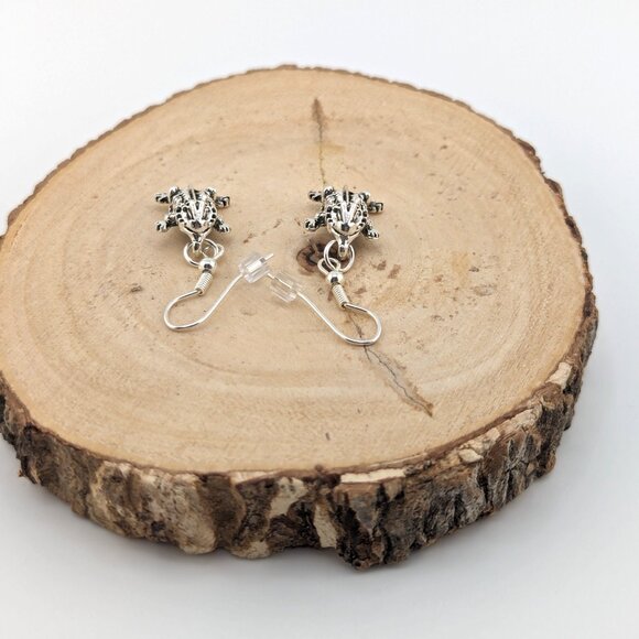 Navajo Jewelry Horned Toad Dangle Earrings Sterling Silver Handmade *** - Picture 9 of 10